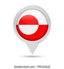 Greenland Flag Round Pin Vector Icon - Illustration