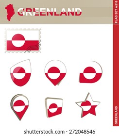 Greenland Flag Set, Flag Set #216. Vector.