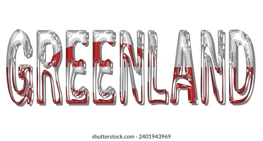 Greenland flag text font, 3D Greenland flag colorful background, Greenland flag vector illustration
