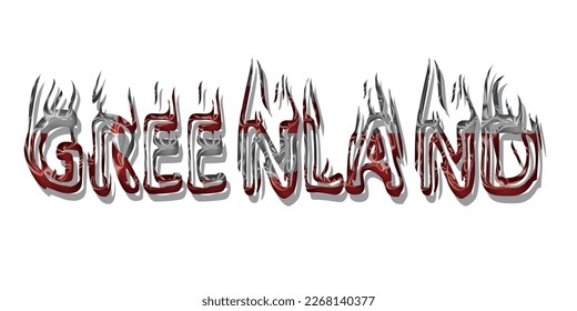Greenland flag text font, symbol background, flag ribbon typography lettering logo label banner, 3D colorful background, vector illustration