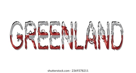 Letra de texto de la marca GREENLAND, fuente GREENLAND con bandera, ilustración vectorial