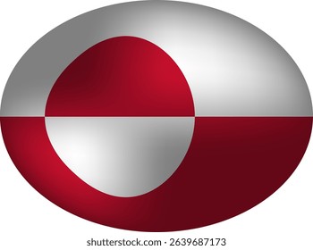 Greenland Flag Vector Art - Red White Circle Oval Design