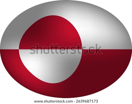Greenland Flag Vector Art - Red White Circle Oval Design