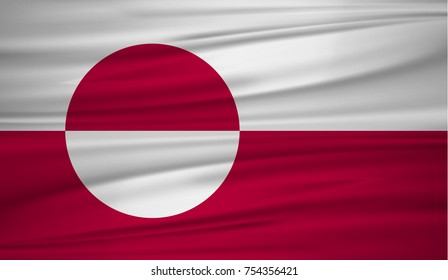 Greenland flag vector. Vector flag of Greenland blowig in the wind. EPS 10.