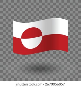 Greenland flag vector. Greenland wavy flag isolated transparent background. Flag of Greenland symbol icon. EPS 10