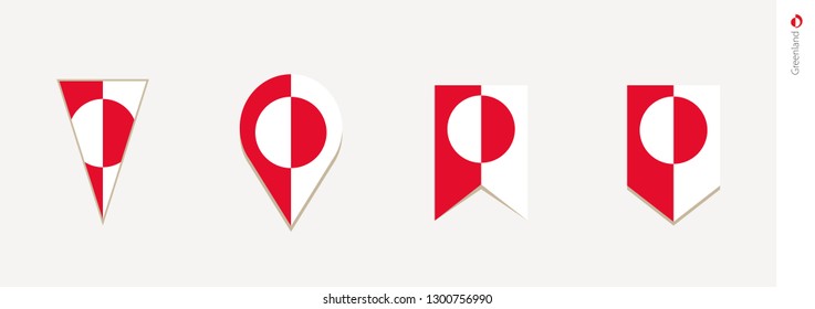 Greenland flag in vertical design, vector illustration.