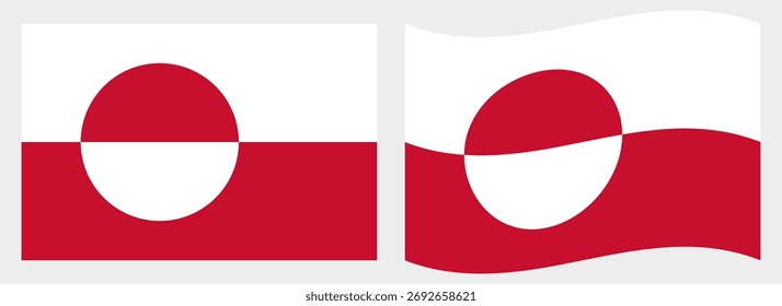 Grönländische Flagge Welle und flache Vektorgrafik
Vektorflagge
