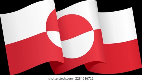Greenland  flag wave isolated on png or transparent background
