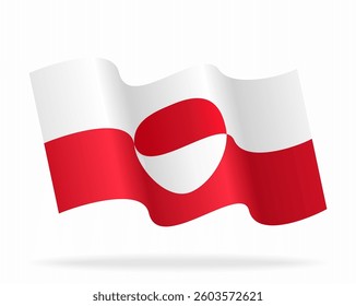 Greenland flag wavy background layout. Vector illustration.