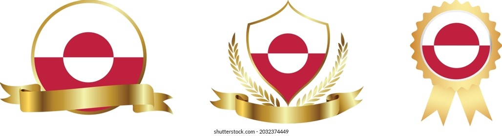 Greenland flags. Symbols of countries map
