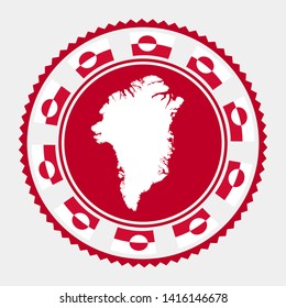 Greenland flat stamp. Round logo with map and flag of Greenland. Vector illustration.