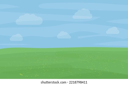 Greenland flowers plain field, wind clouds flow peaceful background 