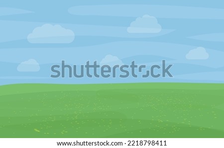 Greenland flowers plain field, wind clouds flow peaceful background 