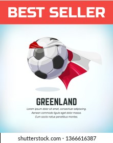 Greenland football or soccer ball. Football national team. Vector illustration.