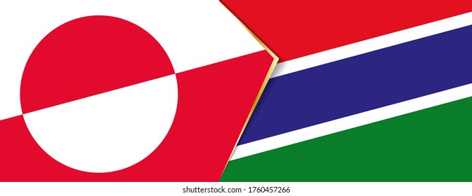 Greenland and Gambia flags, two vector flags symbol of relationship or confrontation.