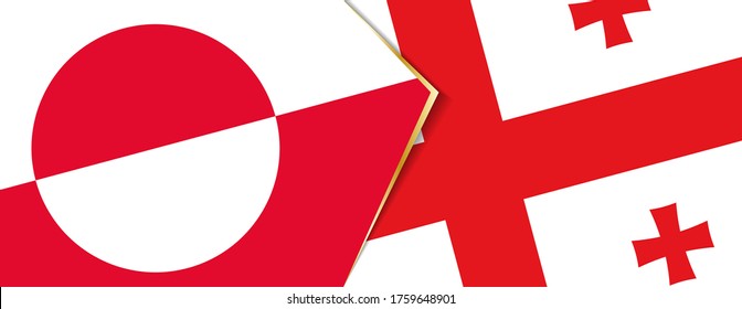Greenland and Georgia flags, two vector flags symbol of relationship or confrontation.