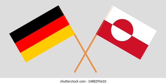 Greenland and Germany. Crossed Greenlandic and German flags