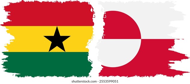 Greenland and Ghana grunge flags connection, vector