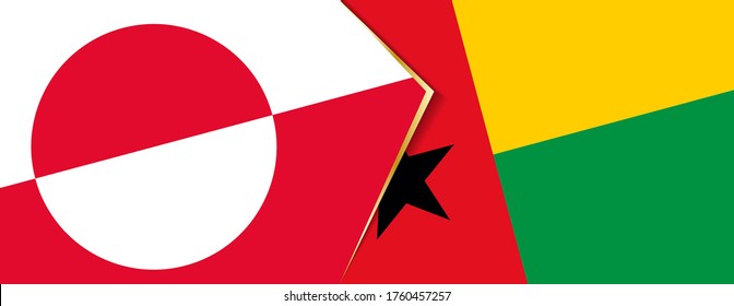 Greenland and Guinea-Bissau flags, two vector flags symbol of relationship or confrontation.