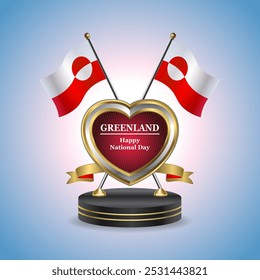 Greenland Happy National Day small table flag with Golden Heart