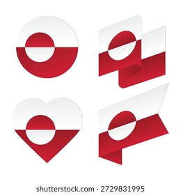 Greenland Heart Flag Vector Illustration