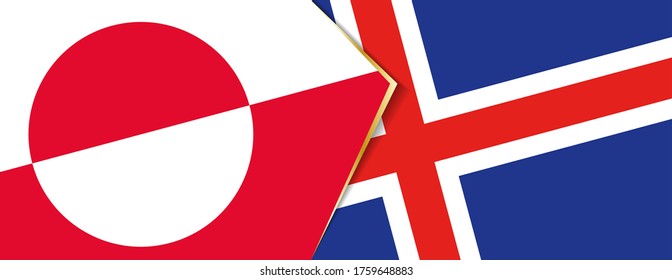 Banderas de Groenlandia e Islandia, dos banderas vectoriales símbolo de relación o enfrentamiento.