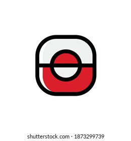 Greenland Icon, National Flag Square Symbol.