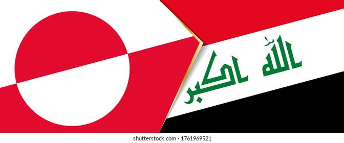 Greenland and Iraq flags, two vector flags symbol of relationship or confrontation.