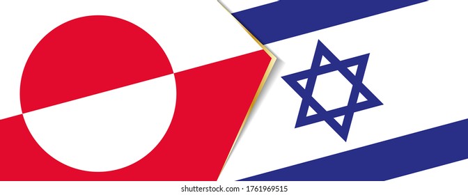 Banderas de Groenlandia e Israel, dos banderas vectoriales símbolo de relación o enfrentamiento.
