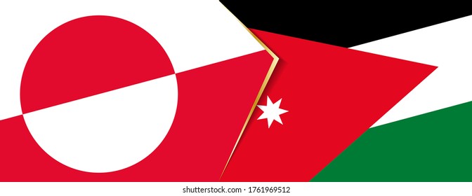 Banderas de Groenlandia y Jordania, dos banderas vectoriales símbolo de relación o enfrentamiento.