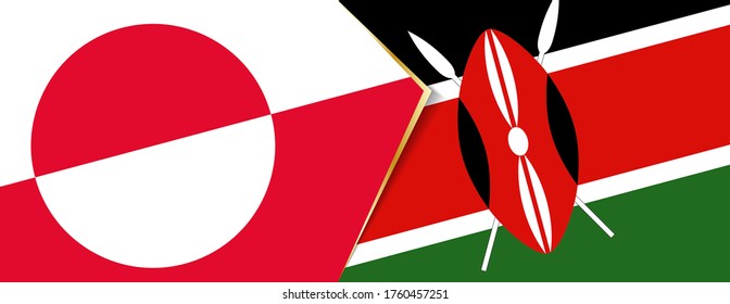 Greenland and Kenya flags, two vector flags symbol of relationship or confrontation.