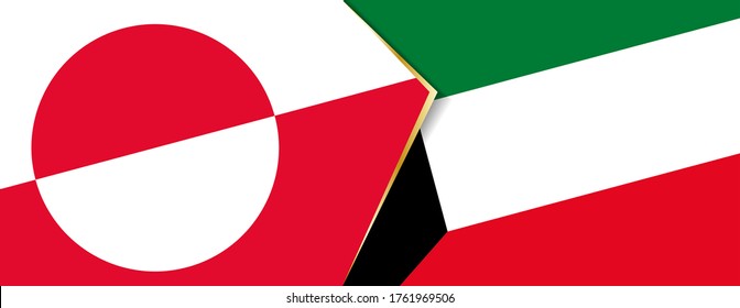 Banderas de Groenlandia y Kuwait, dos banderas vectoriales símbolo de relación o enfrentamiento.