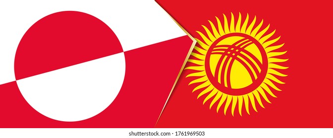 Greenland and Kyrgyzstan flags, two vector flags symbol of relationship or confrontation.