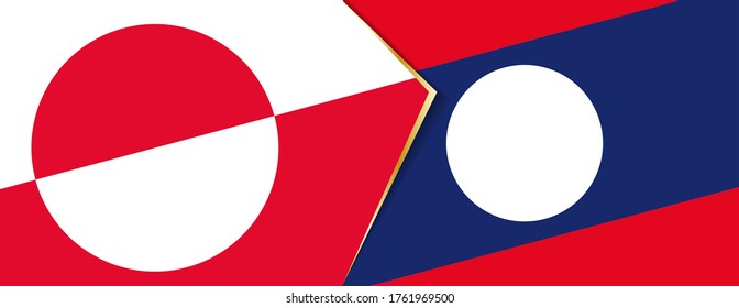 Greenland and Laos flags, two vector flags symbol of relationship or confrontation.