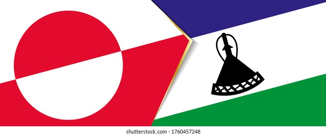 Greenland and Lesotho flags, two vector flags symbol of relationship or confrontation.