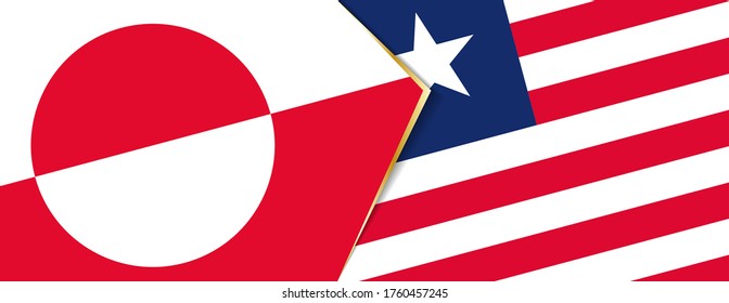 Banderas de Groenlandia y Liberia, dos banderas vectoriales símbolo de relación o enfrentamiento.