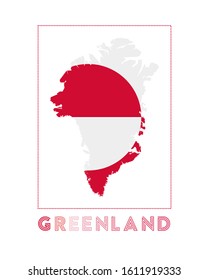 Greenland Logo. Map of Greenland with country name and flag. Trendy vector illustration.