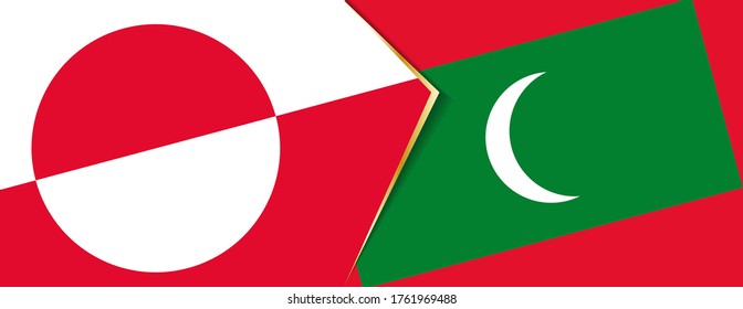 Greenland and Maldives flags, two vector flags symbol of relationship or confrontation.
