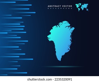 Mapa de Groenlandia con tecnología de fondo azul abstracto.