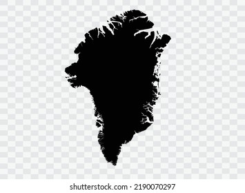 Greenland Map black Color on Backgound png  not divided into cities