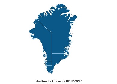 Greenland Map blue Color on White Backgound