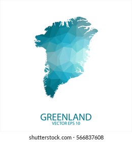 Greenland map - blue geometric rumpled triangular low poly style gradient graphic background , polygonal design for your . Vector illustration eps 10.