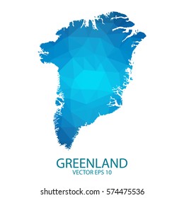 Greenland map - blue geometric rumpled triangular low poly style gradient graphic background , polygonal design for your . Vector illustration eps 10.