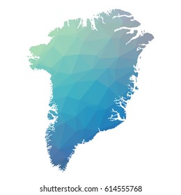 Greenland map - blue geometric rumpled triangular low poly style gradient graphic background , polygonal design for your . Vector illustration eps 10.