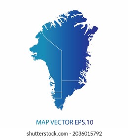 Mapa de Groenlandia, color de gradiente azul , estilo infográfico , sobre fondo blanco con Map World. Malla 3D del marco de cables, mapa 3D,