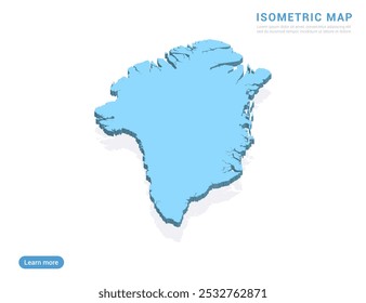Mapa da Groenlândia azul sobre fundo branco com vetor isométrico.