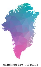 greenland map. Blue and Pink polygonal shape vector illustration on white background. Vector illustration eps 10.