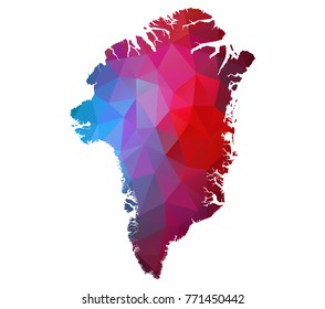 greenland map. Blue and Red polygonal shape vector illustration on white background. Vector illustration eps 10.