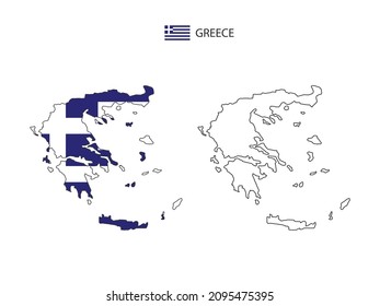 Greenland map city vector divided by outline simplicity style. Have 2 versions, black thin line version and color of country flag version. Both map were on the white background.