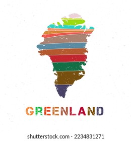 Greenland map design. Shape of the country with beautiful geometric waves and grunge texture. Attractive vector illustration.